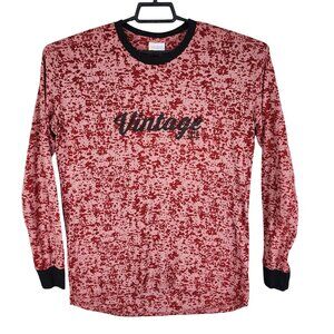 Mens LuLaRoe Shirt Vintage Red & Black Pattern Long Sleeve Crew Neck Size M